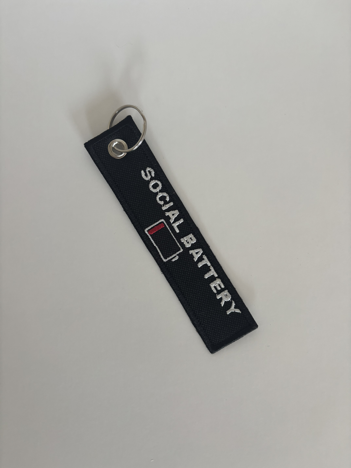 Social Battery Embroidered Flight Tag