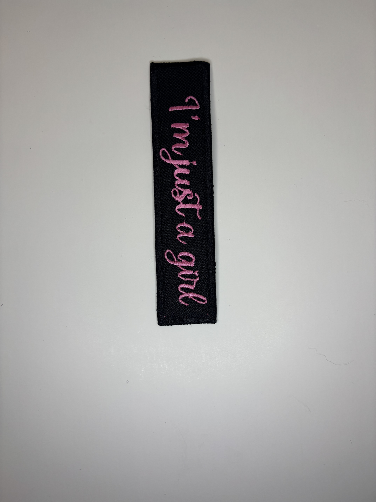 I'm Just A Girl Embroidered Flight Tag