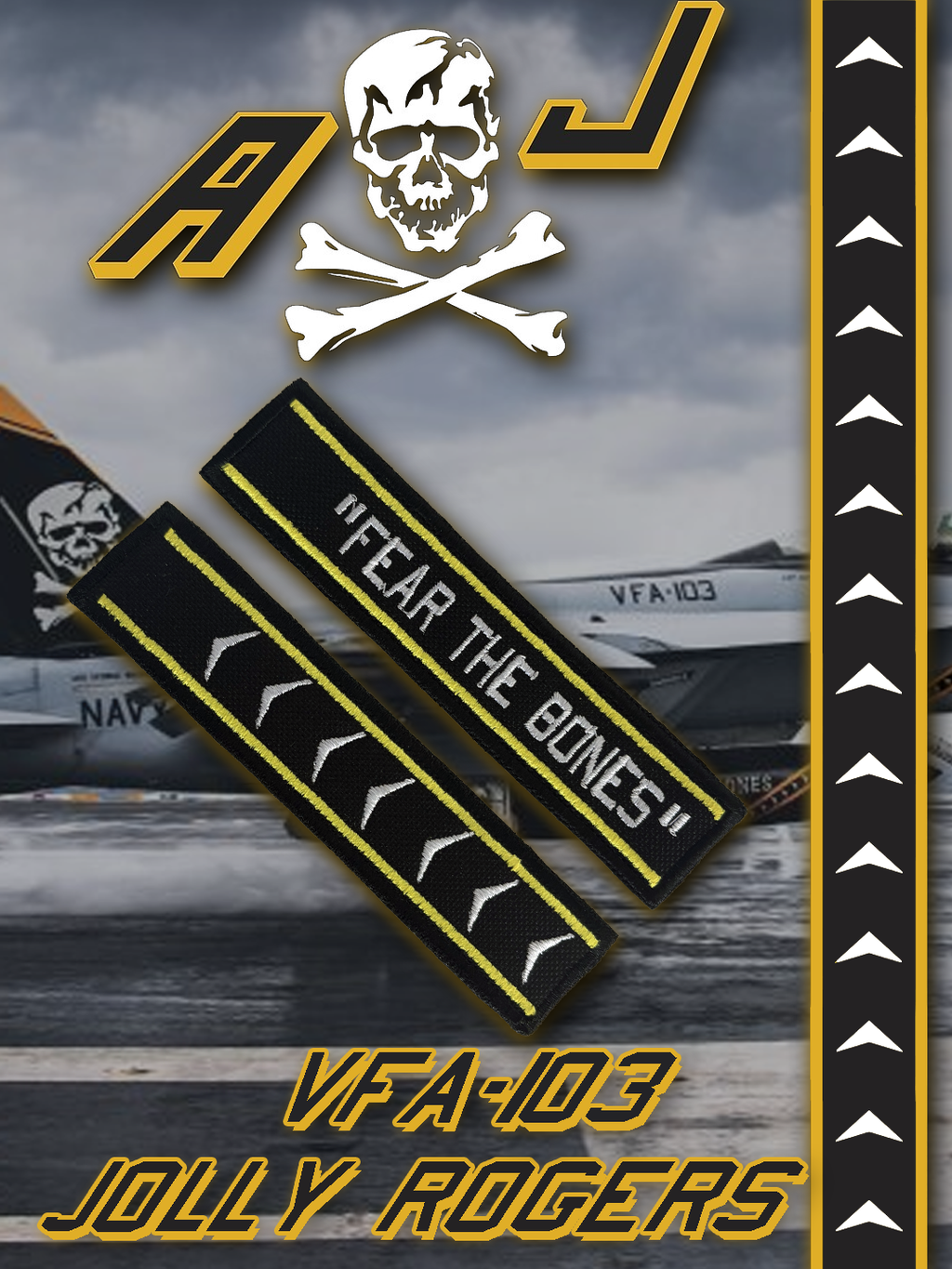 Jolly Rogers Embroidered Flight Tag